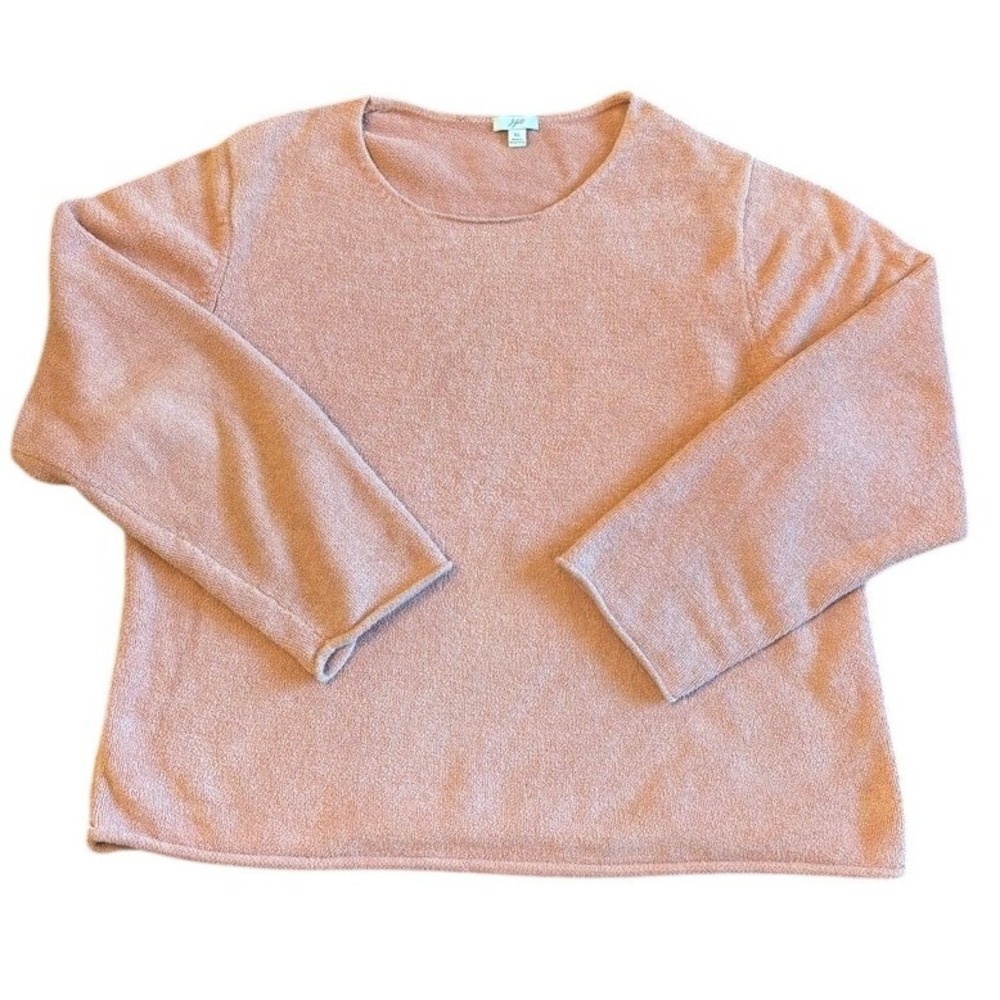 J. Jill Boucle Knit Sweater Womens XL Orange Long Sleeve Rolled Edge Crew Neck